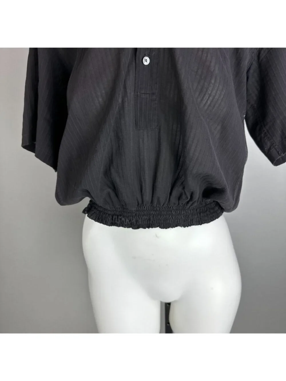 Rare Vintage 70s Gucci Men’s Shirt Black Sheer Smocked Dandy Poet Disco 15 38